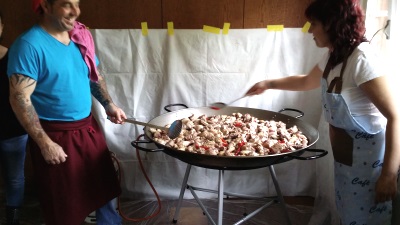 preparing the paella...